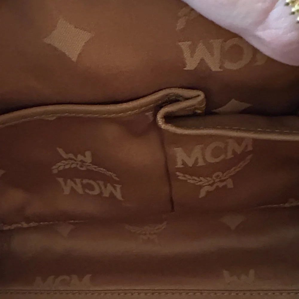 MCM Cognac Brown Monogram Satchel